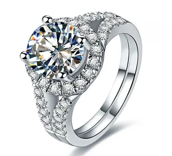 

Valentine Gift 2Ct Round Cut Luxury Simulate Diamond Ring Wedding Ring G18K AU750 White Gold Jewelry Anniversary Ring for Her