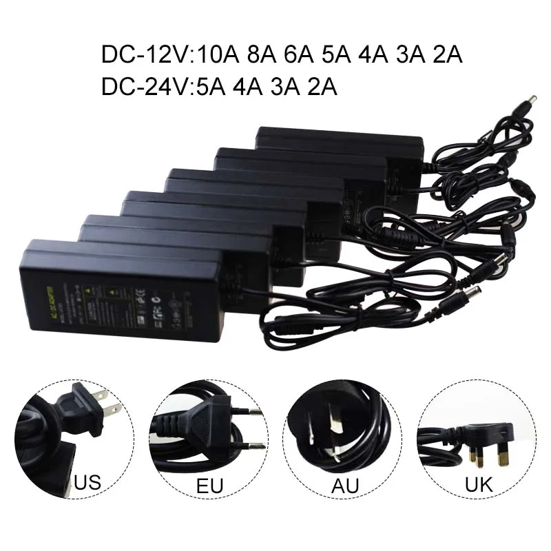 AC 110 V 220 к DC12V Мощность питания DC 12 В 24 1A 2A 3A 4A 5A 6A 8A 10A светодио дный драйвера