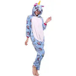 Взрослых Новый стиль Животного Пижамы фланелевая зимняя Для женщин Для мужчин Fly Pegasus единорог пижамы Onesie с капюшоном унисекс пижамы