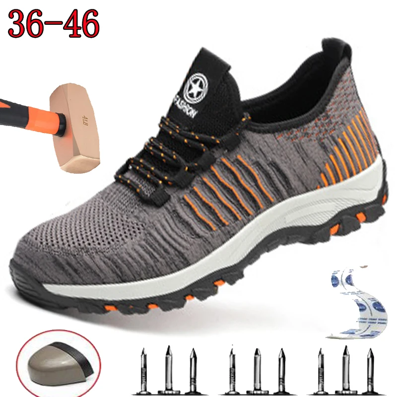 

Woven Mesh Breathable Lightweight Safety Men's Shoes Anti-smashing Anti-piercing Protective Shoes Summer Women's Hiking Shoes