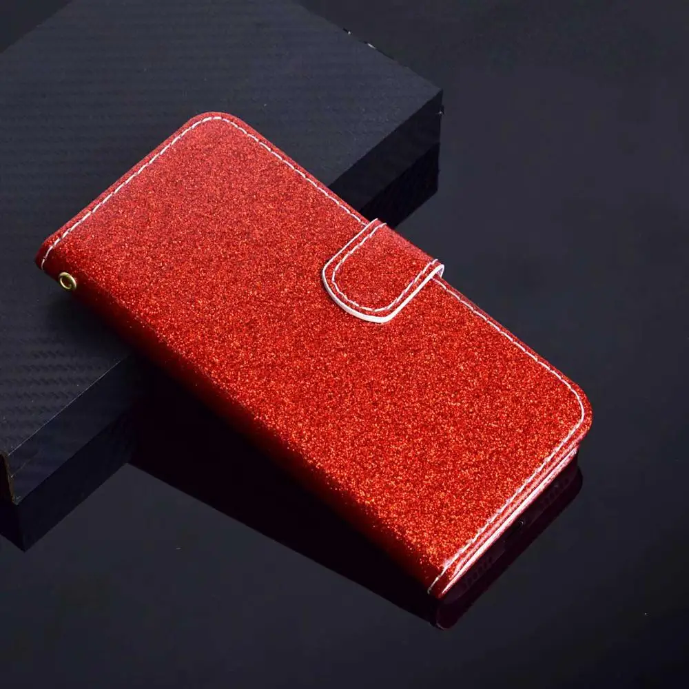 Флип-кошелек кожаный розовый золотой чехол для телефона для iPhone X XS Max XR роскошный флэш-порошок чехол для iPhone 6 7 8 Plus отделение для карт сумка - Цвет: red