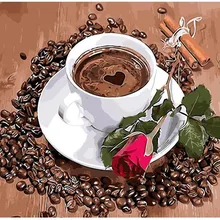 Горячая кофейные бобы напечатаны DIY цифровая картина маслом по номерам ручная роспись маслом 40x50 см без рамки