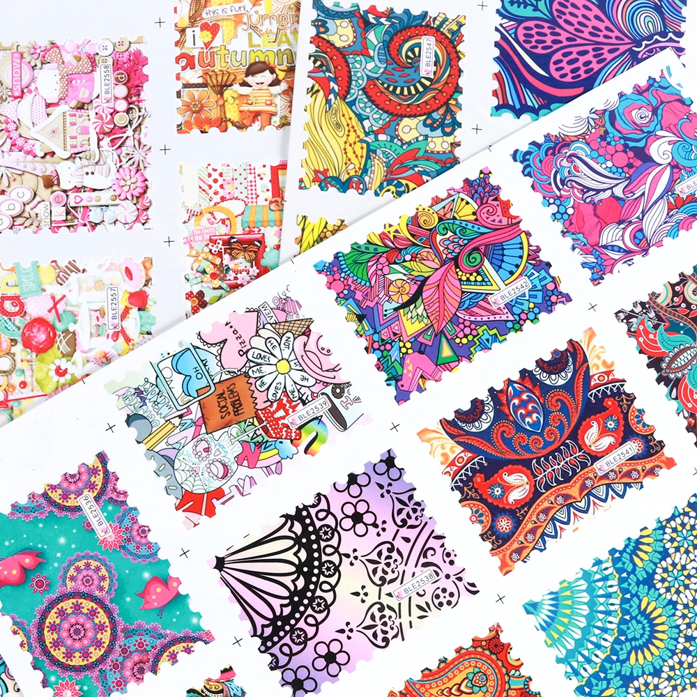 11 Design Retro Water Transfer Decals Nail Art Sticker Colorful Flower Vines Totem Full Wraps Manicure Decoration LABLE2535-2578  (9)