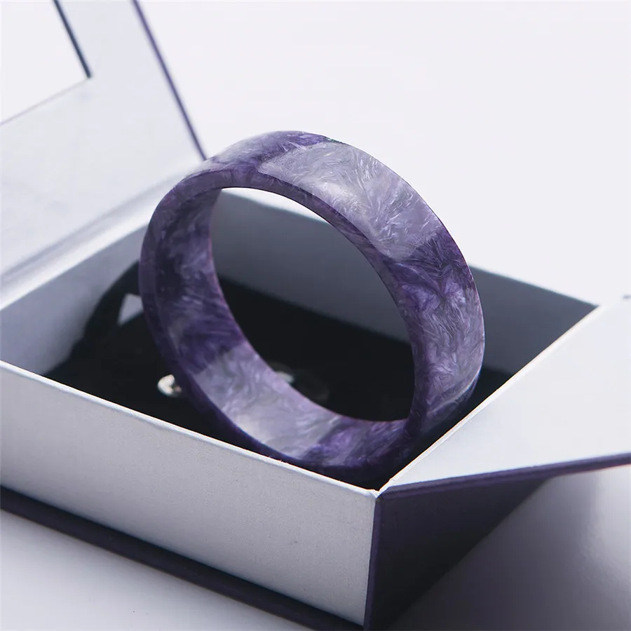 

2018 Newly Genuine Purple Natural Charoite Bangle Charm Women Lady Gift Fashion Bracelet Drop Shipping Trendy Crystal Stone