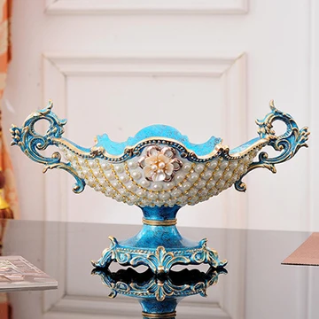 Европейский дворец роскошный алмаз смолы ваза статуэтки ремесла домашнего интерьера отель фрукты тарелка поддельные цветочный горшок украшение - Цвет: style15