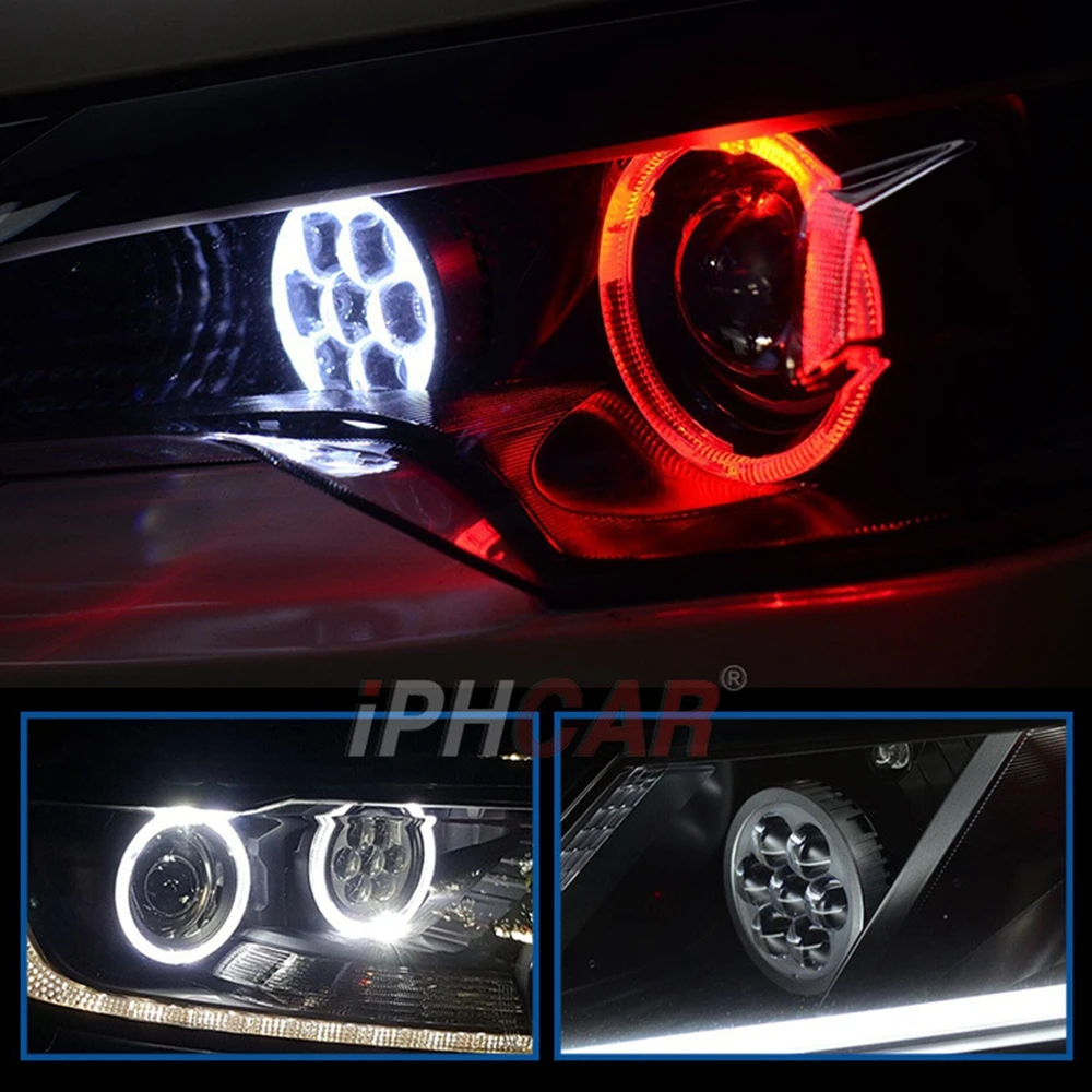 

2pcs LED High Beam Far Shooting 3.0 inch Single Beam Projector Lens with Led Devil Eye for Headlight H7 9005/9006 etc Modify DIY