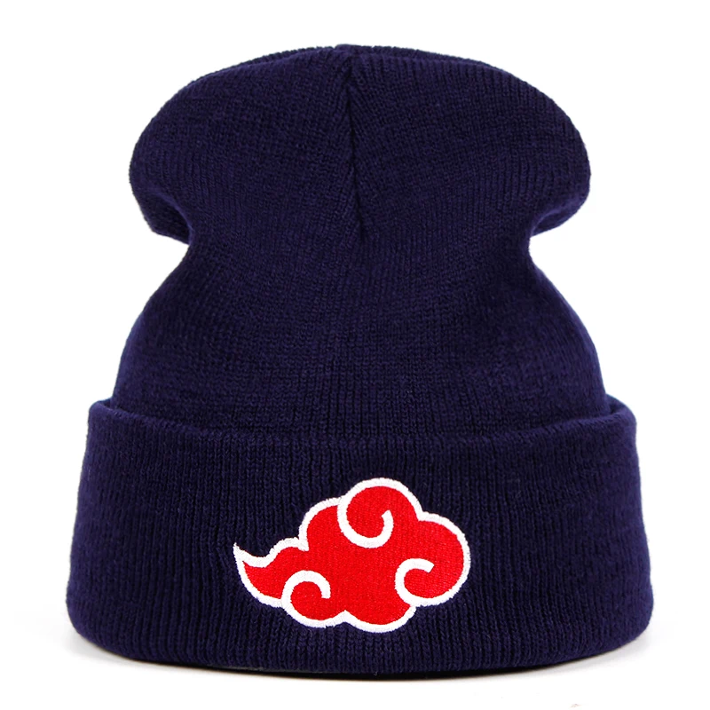 Логотип Akatsuki бини японского аниме зимние вязаные шапки вышивка Uchiha теплые Skullies Beanie лыжные вязаные шапки шапка хип-хоп