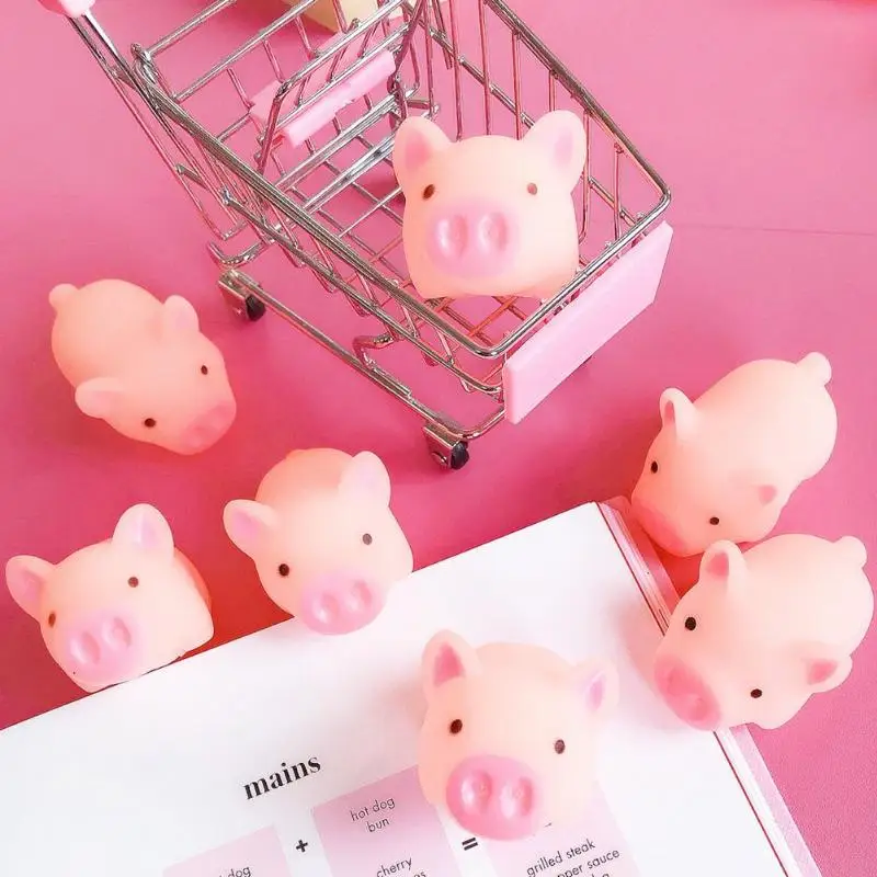

Silicone Pink Cartoon Pig Antistress Toy Pig Sounding Silicone Squeeze Toys Funny Kids Stress Relief Toys Home Photo Props Decor
