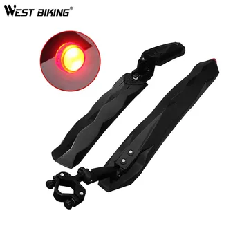 

WEST BIKING Bike Fender with Led Light MTB Front Rear LED Mudguard Set Quick Release Flectional Bicicleta Cycling Bicycle Fender