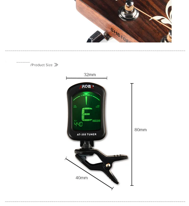 Арома AT-355 тюнер используется для хроматической/гитары/бас/укулеле/скрипки и альта AT355 клип Настройки гитарных аксессуаров гитарный тюнер