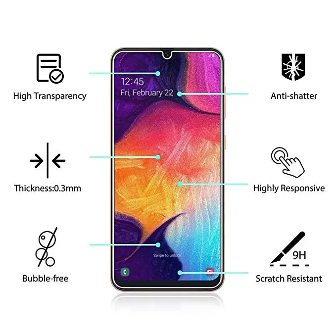 2 шт. закаленные очки для Samsung Galaxy A10 A30 A50 защита экрана Защитный чехол защитная