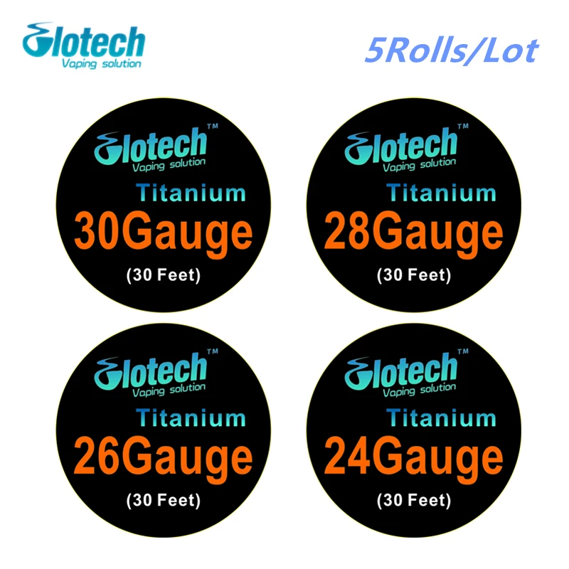 

Glotech 5rolls*10m/roll Titanium Wire heating wires for electronic hookah RDA RBA Atomizer Pre-built vaporizer Coil Wire