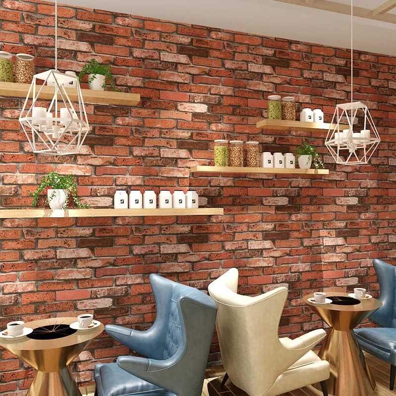 

Modern Chinese Style Brick Pattern Wallpaper PVC Waterproof Retro Red Brick Wall Paper Rolls Home Decor Restaurant Wallpaper 3D