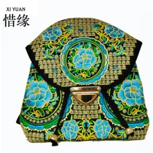 XIYUAN МАРКА 2016 новый национальный ветер вышивка рюкзак этнической ткани, женская цветок черный вышивка рюкзак