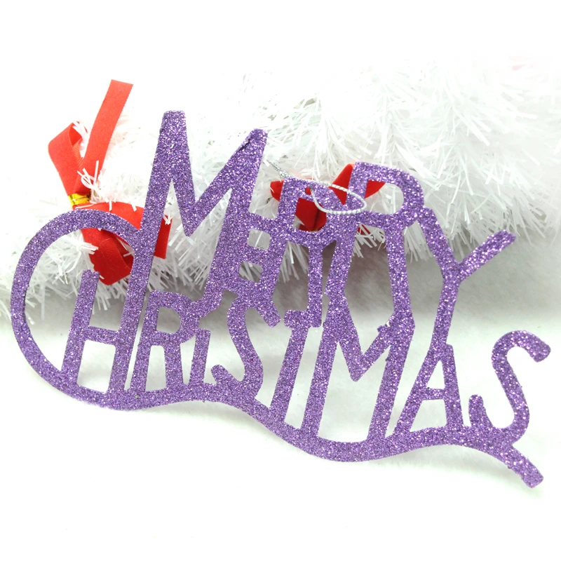 

1 PC Gold powder Merry Christmas letter cards decorations Xmas tree present adornments DIY party production accessories