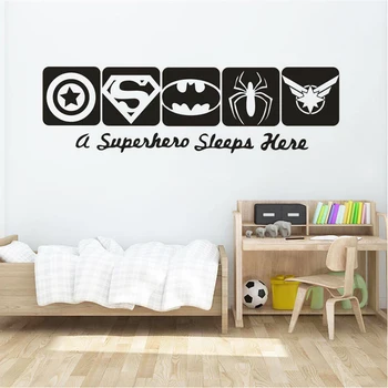 

Superheroes Vinyl Wall Decal Kids Boys Room Decor Captain America Superman Batman Captain Hero Vinyl Wall Sticker AZ495