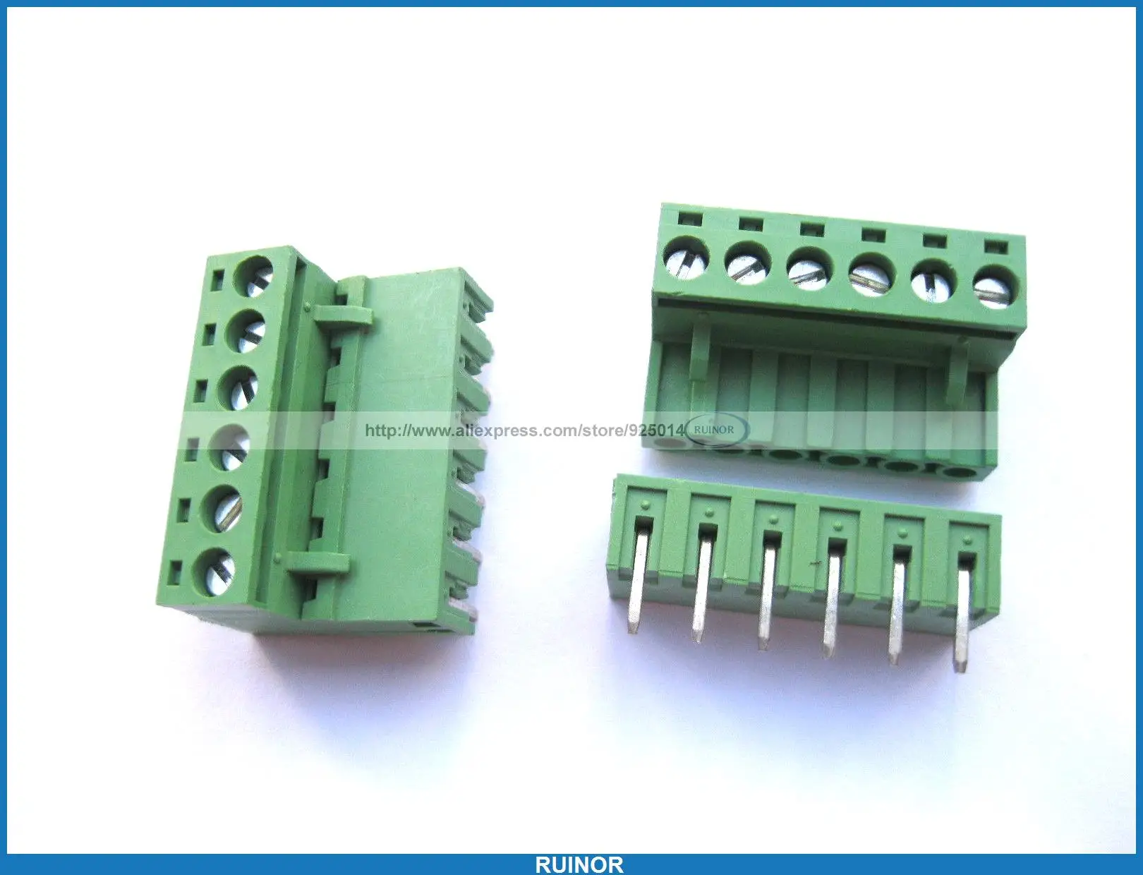 

10 Pcs 5 08mm Angle 6 Pin Screw Terminal Block Connector Pluggable Type Green