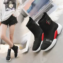 Kjstyrka botas botines mujer 2018 de pelúcia moda inverno Mid-calf Botas mulheres cunhas plataforma senhoras senhoras bota feminina