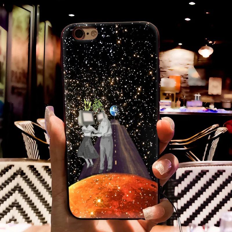 MaiYaCa Trippy Art эстетический Космос астронавт Чехлы для iPhone 7 черные чехлы для iPhone 8 7 6S Plus X 5s SE XR XS MAX Fundas Capa