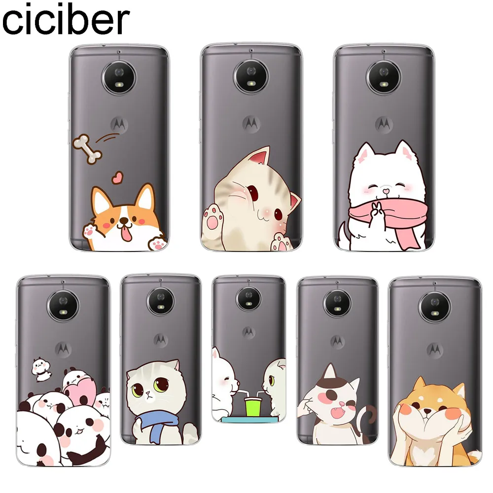 

ciciber Cat Dog Panda Phone Case for Motorola Moto ONE C Z2 Z3 G5 G4 G5S G6 P30 E3 E4 E5 Plus Play Power X4 M Soft TPU Cover