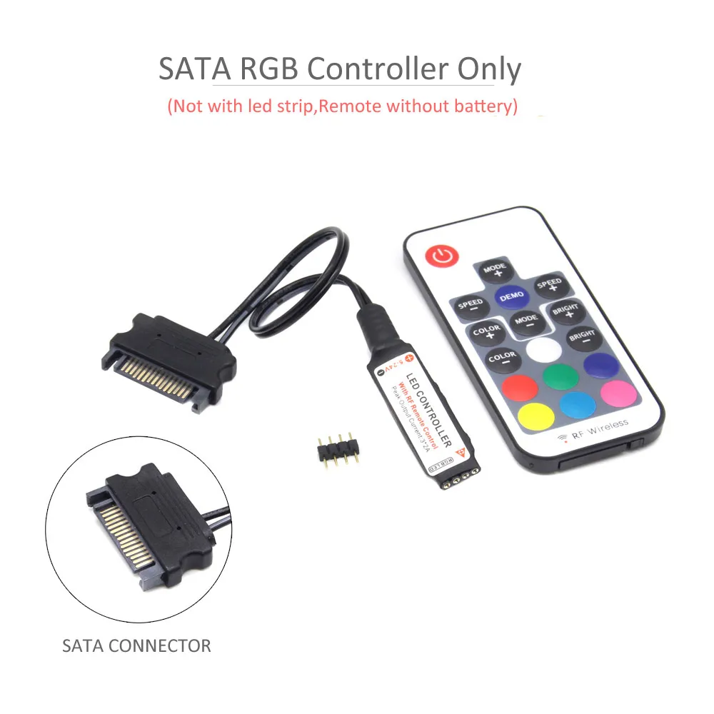 12 В светодиодный контроллер RGB SATA большой 4Pin интерфейс компьютерный чехол Светодиодная лента светильник управление Лер RF беспроводной пульт дистанционного управления для ПК чехол