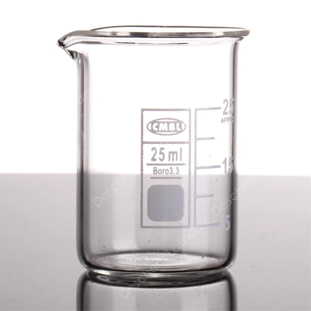 25 мл, стеклянный стакан низкой формы, GG17 лабораторная стеклянная посуда