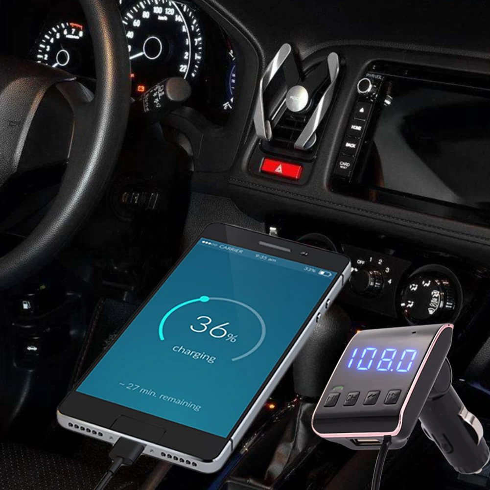 Автомобильный fm-передатчик, Bluetooth, гарнитура с микрофоном, автомобильный комплект, автомобильный аудио mp3-плеер, 3.1A, быстрая зарядка, USB, автомобильное зарядное устройство