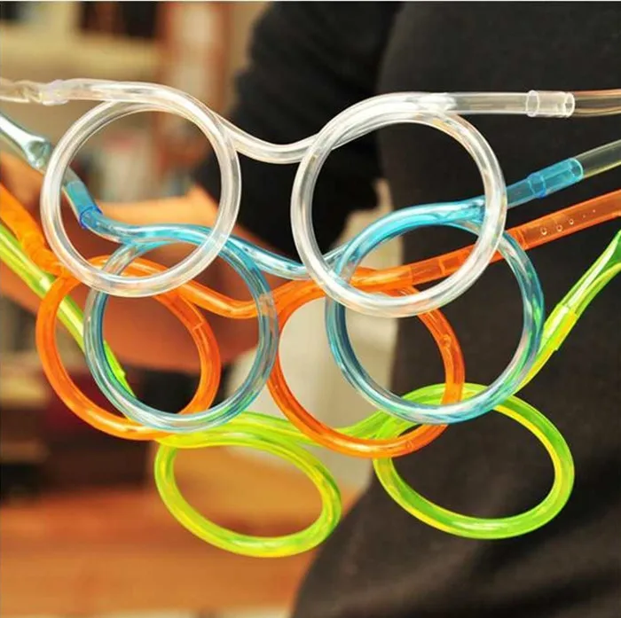 Free Shipping 20PCS/LOT Novelty And Amazing Silly Glasses Drinking Straw Eyeglass Straws Multi