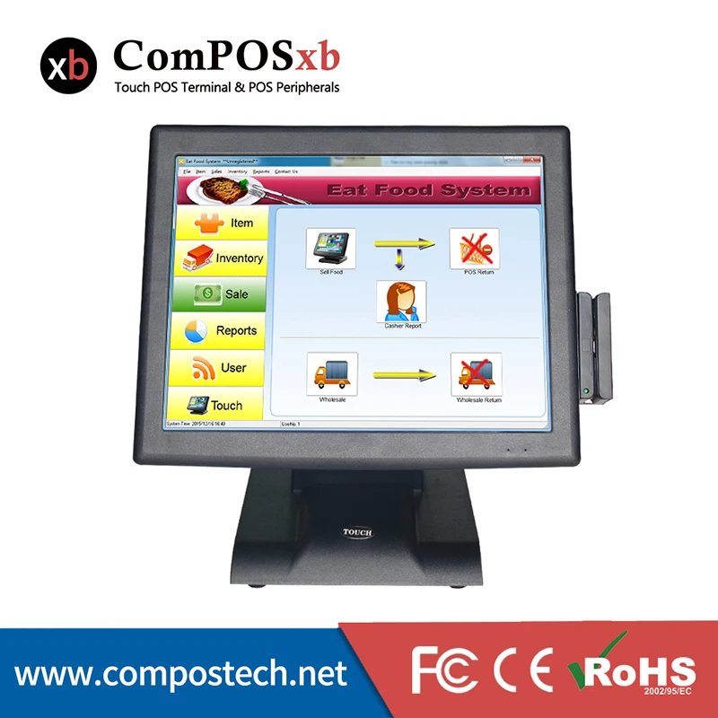 US $270.00 Newest Type 15 Inch Touch Screen POS Terminal With Card ReaderPOS2119 Full Set POS Hardware