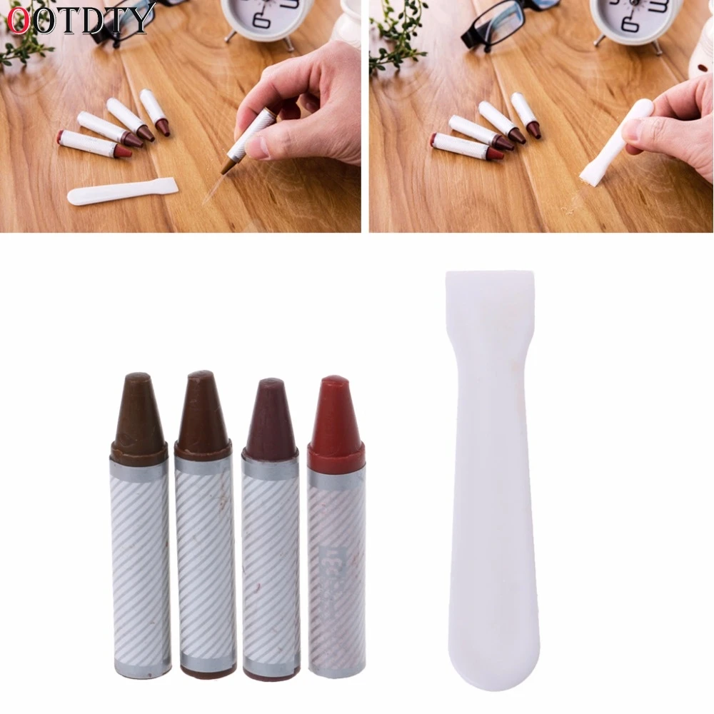 OOTDTY 4PCS Furniture Marker Crayons Repair Kit Wood Touch Up Scratch