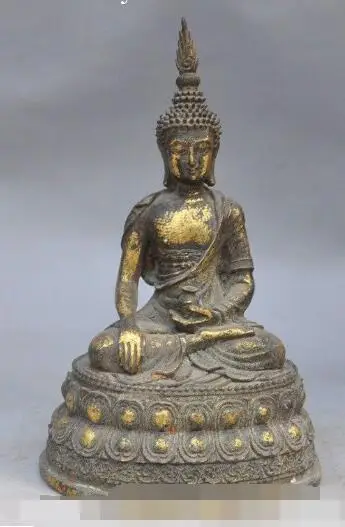

S5368 10" Tibet Buddhism bronze gilt Joss Shakyamuni sakyamuni Medicine Buddha statue