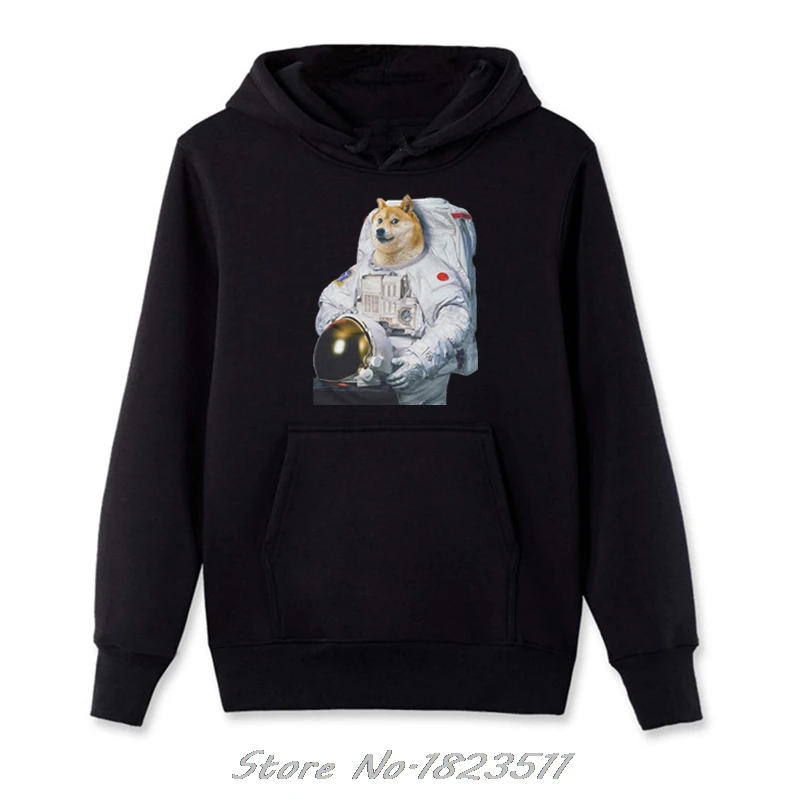 

Men Fleece Hoody Hoodie Hipster Doge Dog Astronaut Funny Meme Hipster Sweatshirt Casual Tops Jacket Harajuku Streetwear