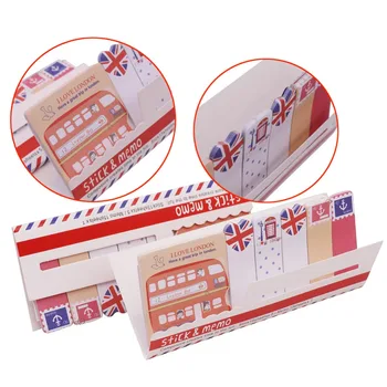 

50 pcs British Style Memo Pad Stationery Sticker Monolithic Size 125*52mm 6 Open Each 15 Sheets Notebooks Writing Sticky Notes