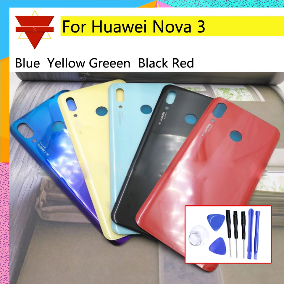 

6.3"Rear Door Housing For Huawei Nova 3 PAR-LX1, PAR-LX1M, PAR-LX9 Battery Back Cover Case 3D Glass Rear Housing Cover