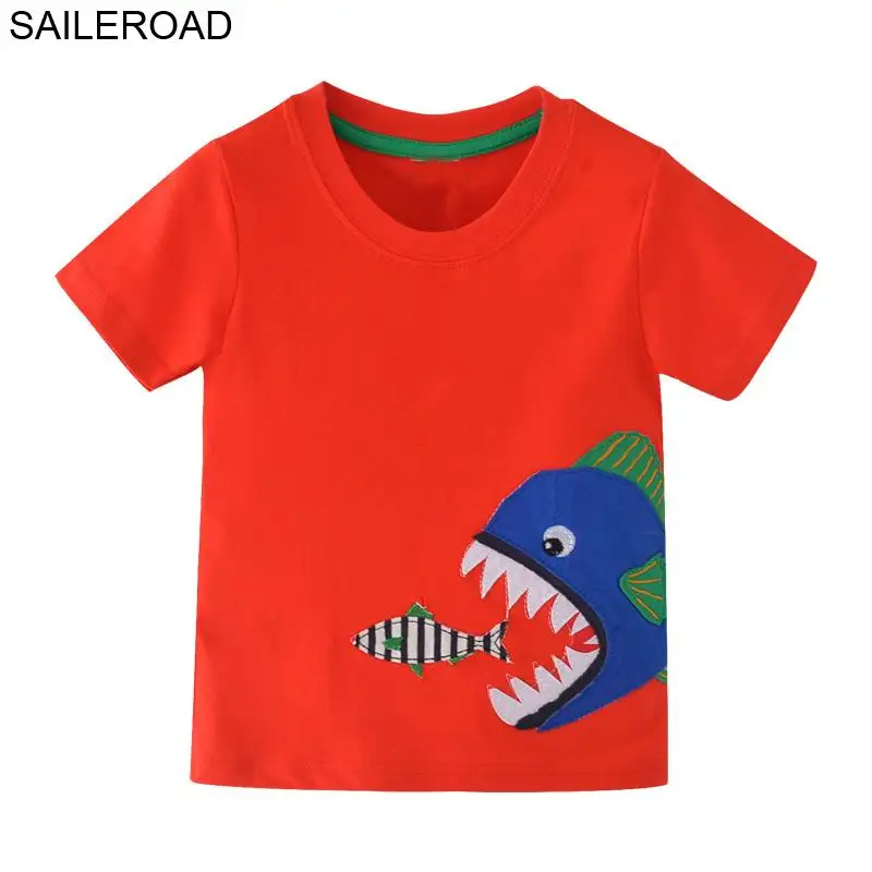 SAILEROAD 2-7 Т мультфильм животных Акула Baby Boy Футболка для детских рубашек для детей Топы мальчика Тис Одежда Детские футболки - Цвет: 2658 same picture