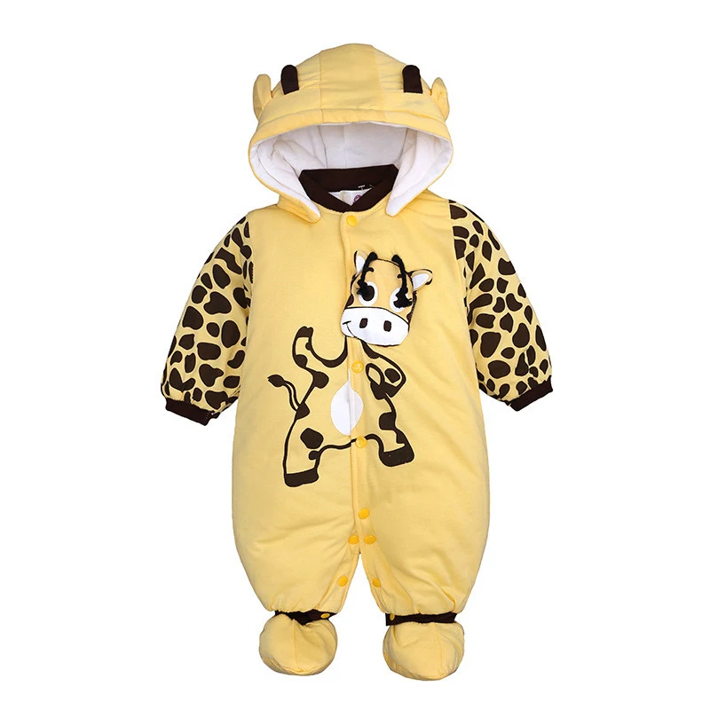 Baby Bodysuits Fur 0-9Months/Autumn Winter Baby Girls Boys Rompers Cartoon Cute Thick Warm Hooded Jumpsuits Newborn Clothes Infant Clothing vintage Baby Bodysuits