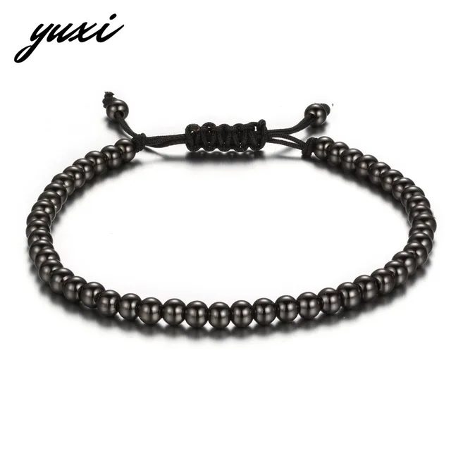 Yuxi Simple 4mm Copper Beads Bracelet Men Jewelry 4 Color Beaded Yuxi Simple 4mm Copper Beads Bracelet Men Jewelry 4 Color Beaded Chain Wrap Strand Bracelets Male