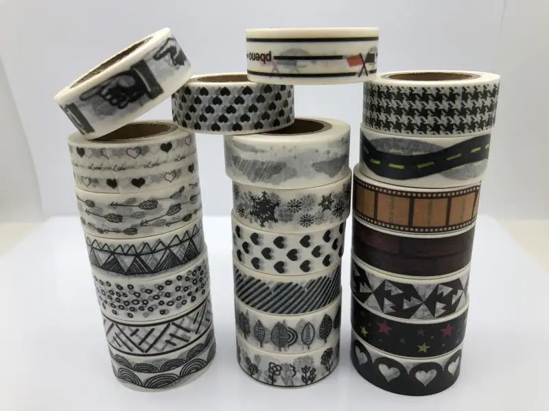 Японская лента jiataihe Washi черные декоративные полоски для скрапбукинга набор