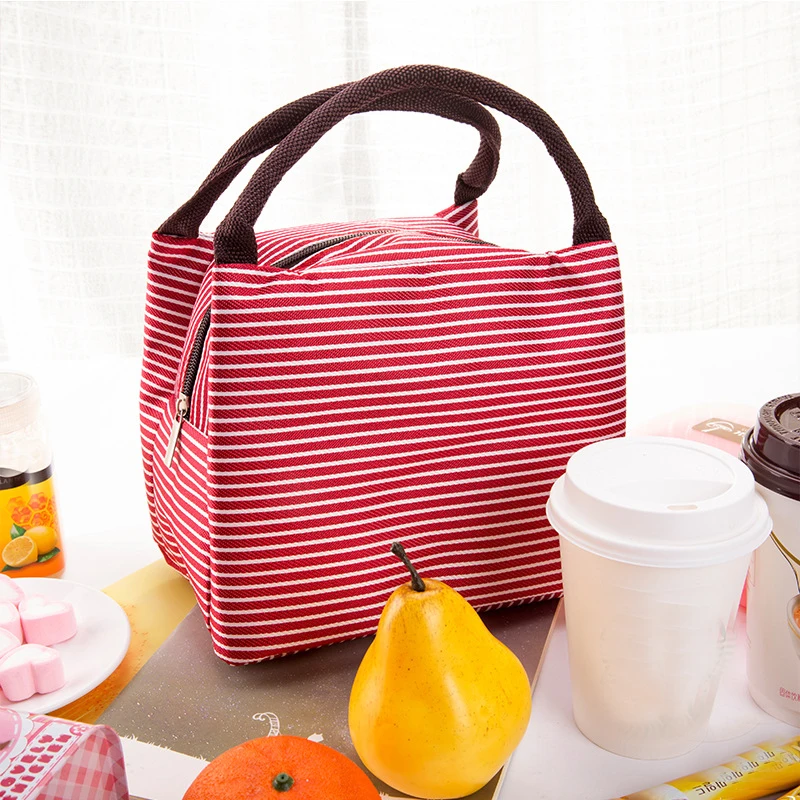 ETya новая полосатая переносная сумка для ланча, сумка-холодильник, термоизоляционные сумки, сумка для путешествий, пикника, еды, ланч-бокса, сумка для женщин, девочек, детская сумка-тоут
