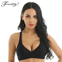 Бикини Топ Купальник женский раздельный купальник летний сплошной цвет крест-накрест сзади мягкий пуш-ап укороченный топ одежда для плавания