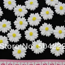 300 шт. Винтаж белый и желтый цветок ромашка Кабошон Смола 21 мм, Смола Дейзи