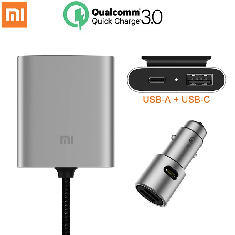 Ceny Oryginalna ładowarka samochodowa xiaomi QC3.0 szybka wersja rozszerzone akcesoria USB A USB C podwójny port wyjściowy Smart
