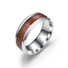 Anillos de boda de 8mm de madera y acero inoxidable para hombre, anillos de tamaño 2 para hombre, tamaño 6-14