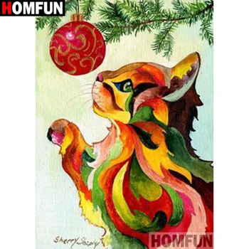 

HOMFUN Full Square/Round Drill 5D DIY Diamond Painting "Oil painting cat" Embroidery Cross Stitch 3D Home Decor Gift A17681