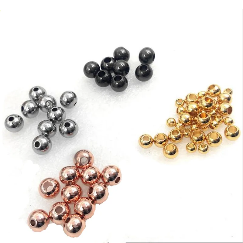 

2/3/4/5/6/8/10/12mm Silver Rose Gold Black Stainless Steel Spacer Loose Beads Ball Beads for Charm Bracelets DIY Jewelry Making