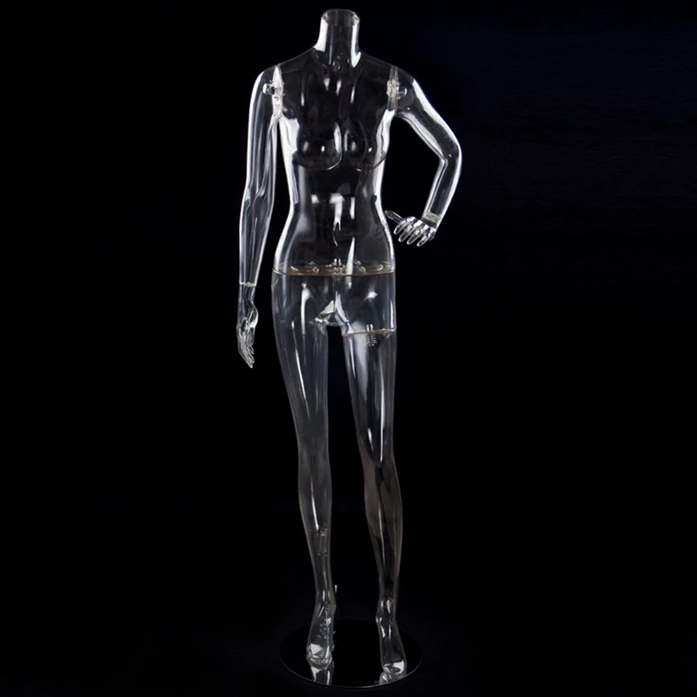 TopGradeTransparentHeadlessFemaleClearPlasticFullBodyMannequin