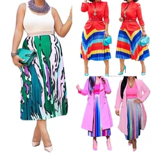 Летняя юбка с принтом, повседневные милые Клубные вечерние женские юбки с рисунком, новая модная разноцветная плиссированная юбка до щиколотки,, Лидер продаж