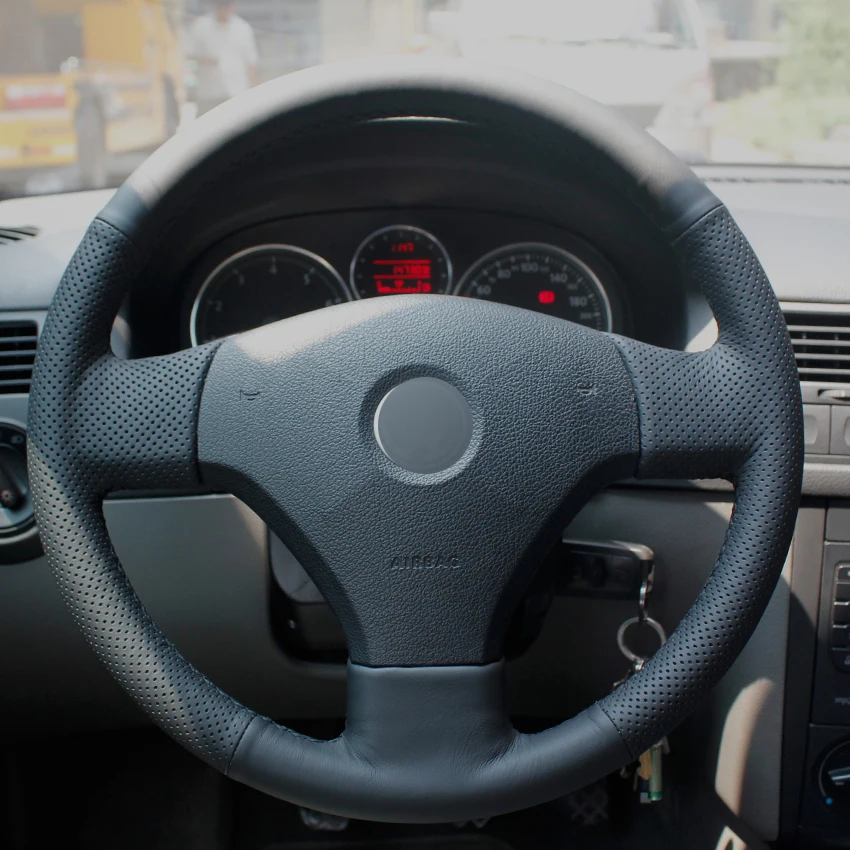 Black Synthetic Leather Car Steering Wheel Cover for Volkswagen VW