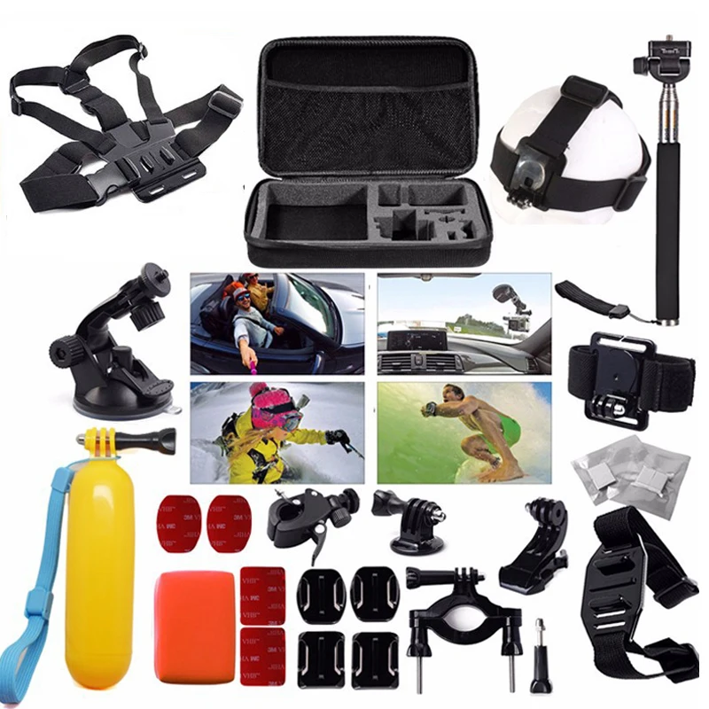  Free Shipping Accessories Set 30 in 1 Bag / Chest Strap / Tripod for GitUp Gopro Hero SJ4000 SJ5000
