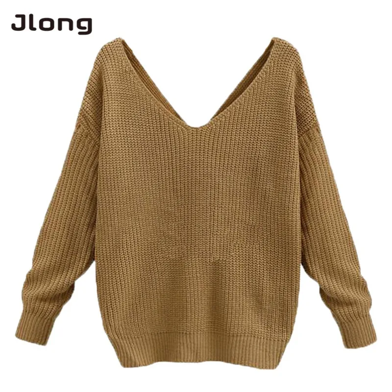 New Women Autumn and Winter Casual Fashion Solid Sweaters Female Warm Long Sleeve V-Neck Twisted Pullovers Tops Sweaters